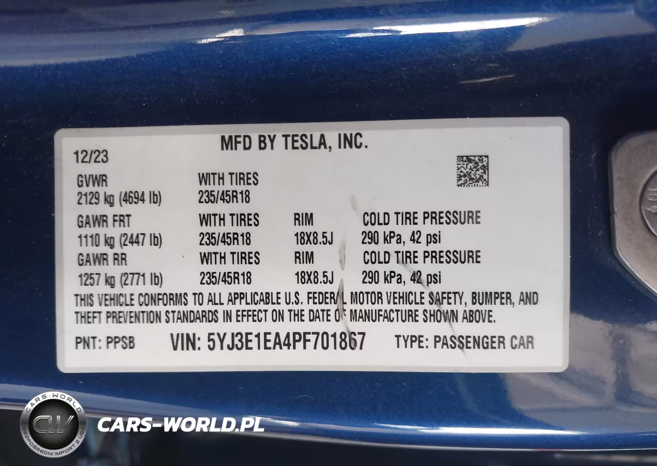 2023 Tesla Model 3 Rear-Wheel Drive VIN:5YJ3E1EA4PF701867 - 9