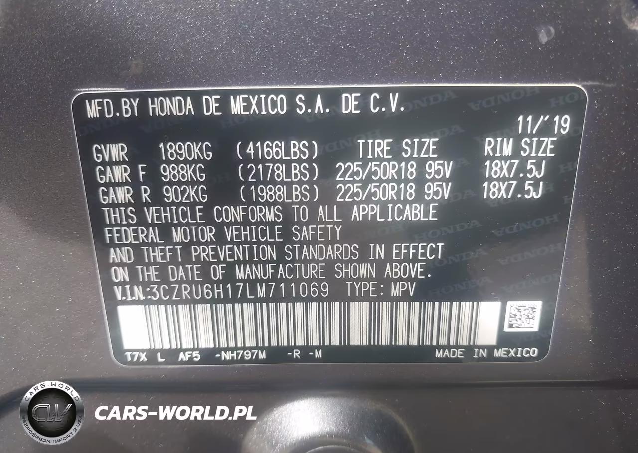 2020 Honda Hr-V Awd Sport VIN:3CZRU6H17LM711069 - 9