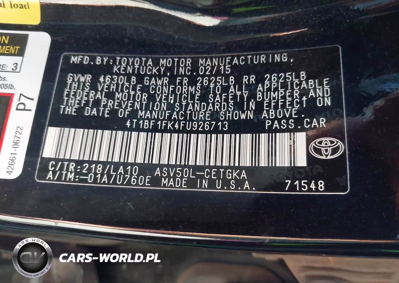 2015 Toyota Camry Xle VIN:4T1BF1FK4FU926713 - 9