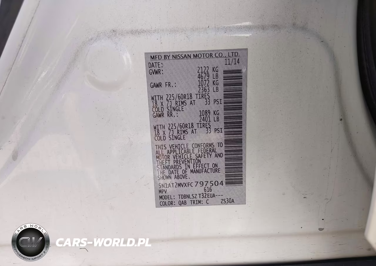 2015 Nissan Rogue Sl VIN:5N1AT2MVXFC797504 - 9