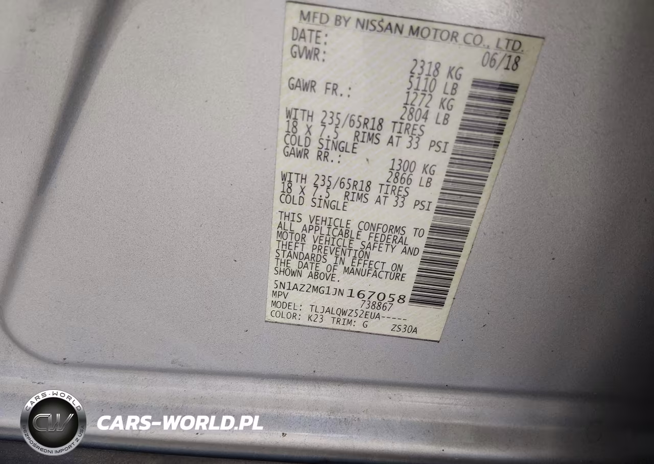 2018 Nissan Murano Sv VIN:5N1AZ2MG1JN167058 - 9