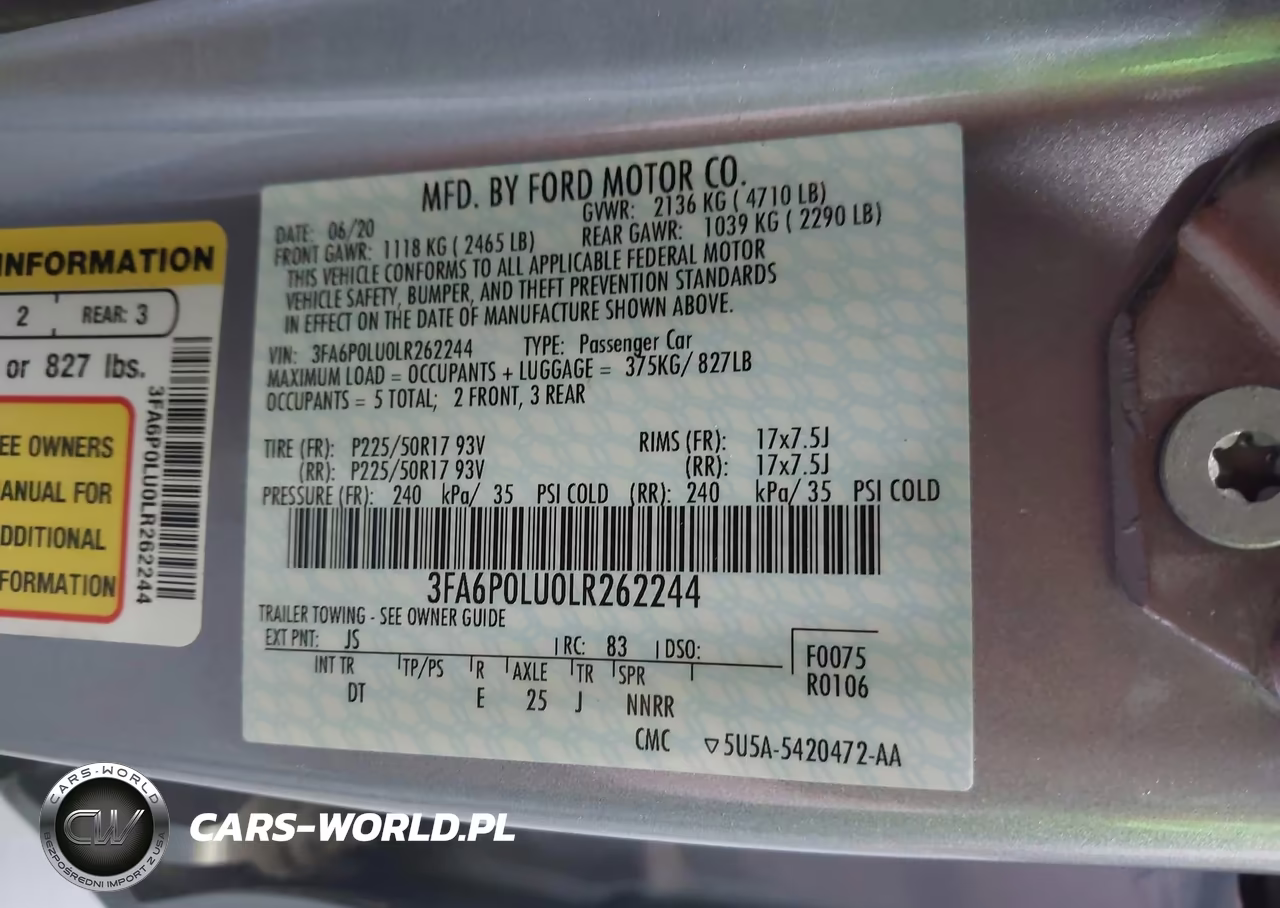 2020 Ford Fusion Hybrid Se VIN:3FA6P0LU0LR262244 - 9