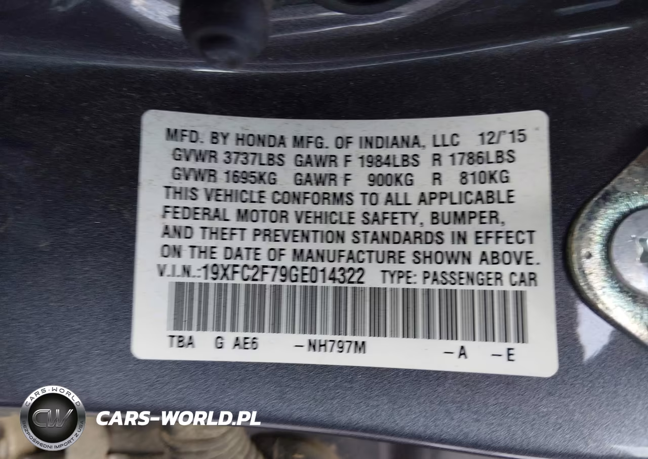 2016 Honda Civic Ex VIN:19XFC2F79GE014322 - 9