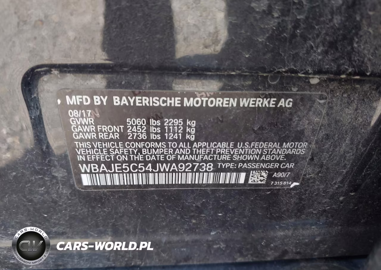 2018 BMW 540 I VIN:WBAJE5C54JWA92738 - 9