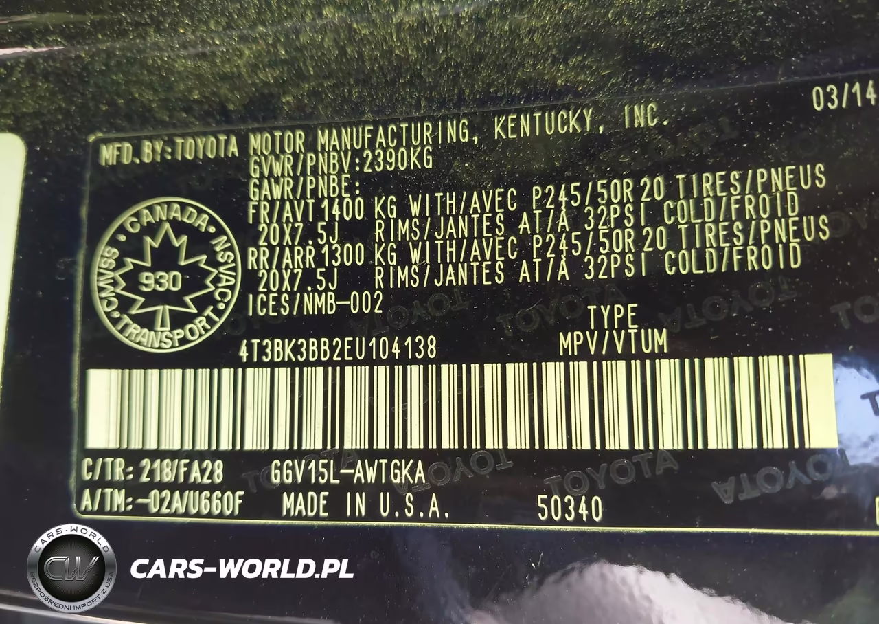 2014 Toyota Venza Base V6 VIN:4T3BK3BB2EU104138 - 9