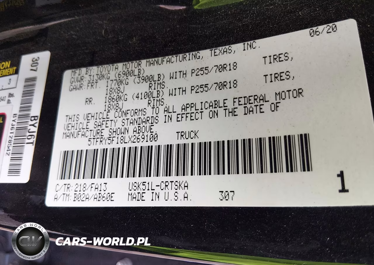 2020 Toyota Tundra Sr VIN:5TFRY5F18LX269100 - 9