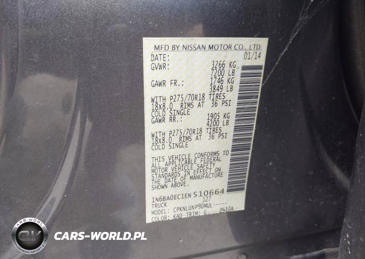 2014 Nissan Titan Pro-4X VIN:1N6BA0EC1EN510664 - 9