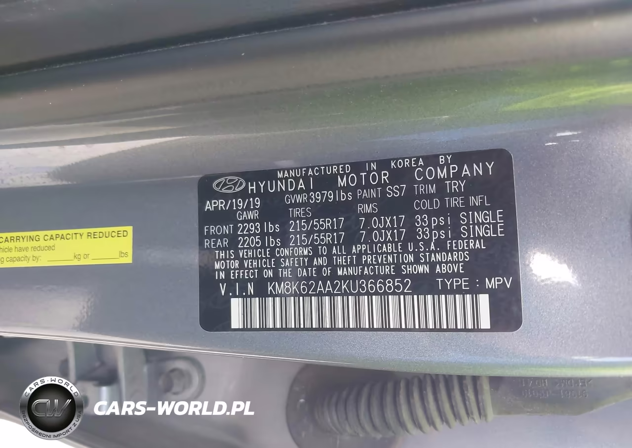 2019 Hyundai Kona Sel VIN:KM8K62AA2KU366852 - 9