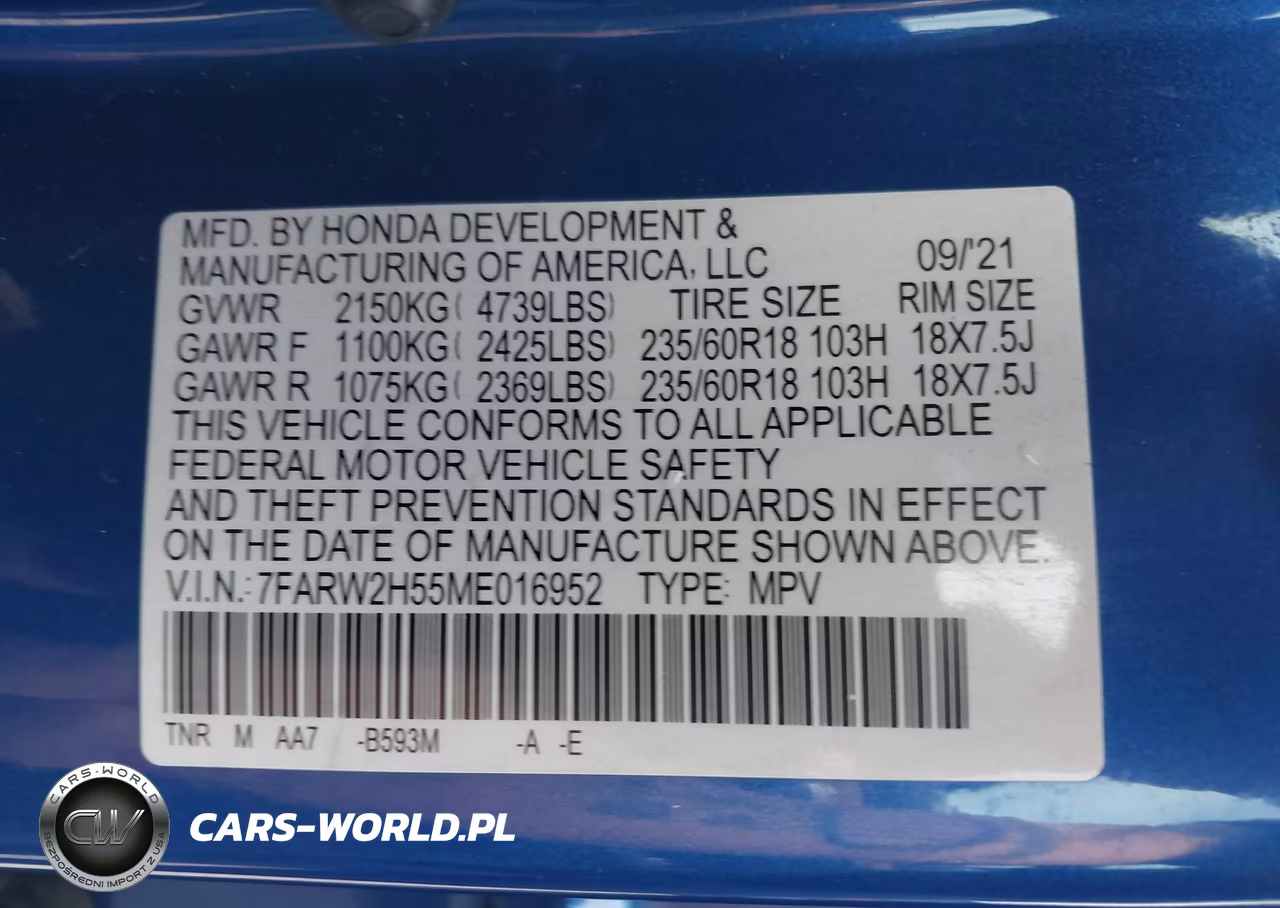 2021 Honda Cr-V Awd Ex VIN:7FARW2H55ME016952 - 9