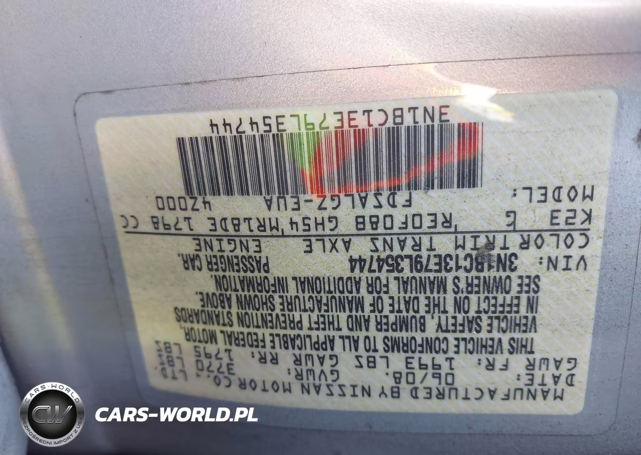 2009 Nissan Versa 1.8Sl VIN:3N1BC13E79L354744 - 8