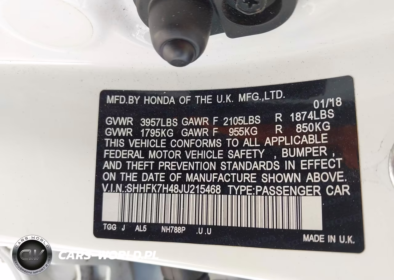 2018 Honda Civic Sport VIN:SHHFK7H48JU215468 - 9