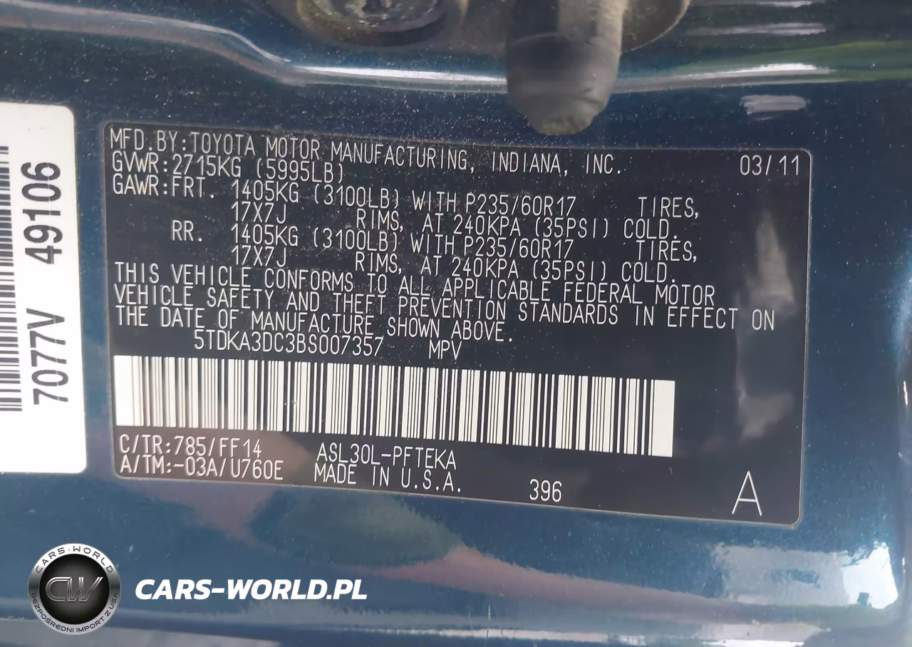 2011 Toyota Sienna VIN:5TDKA3DC3BS007357 - 9