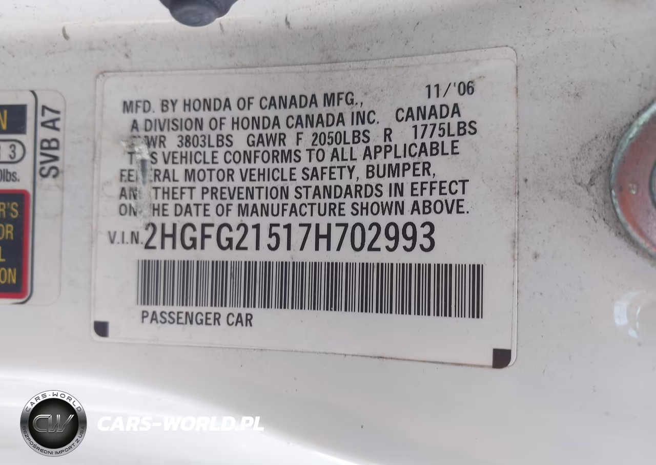 2007 Honda Civic Si VIN:2HGFG21517H702993 - 9