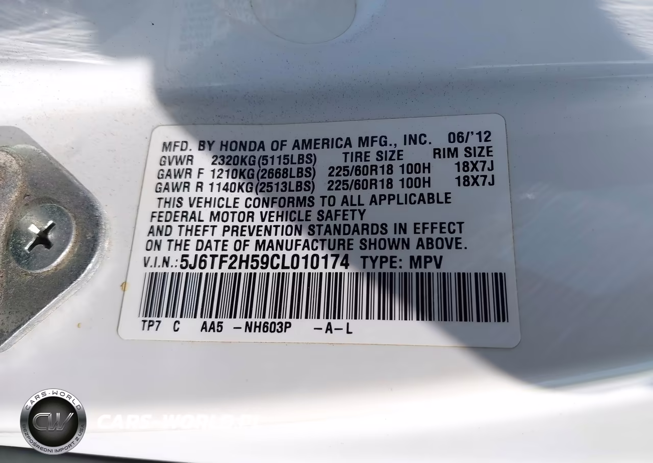 2012 Honda Crosstour Ex-L VIN:5J6TF2H59CL010174 - 9