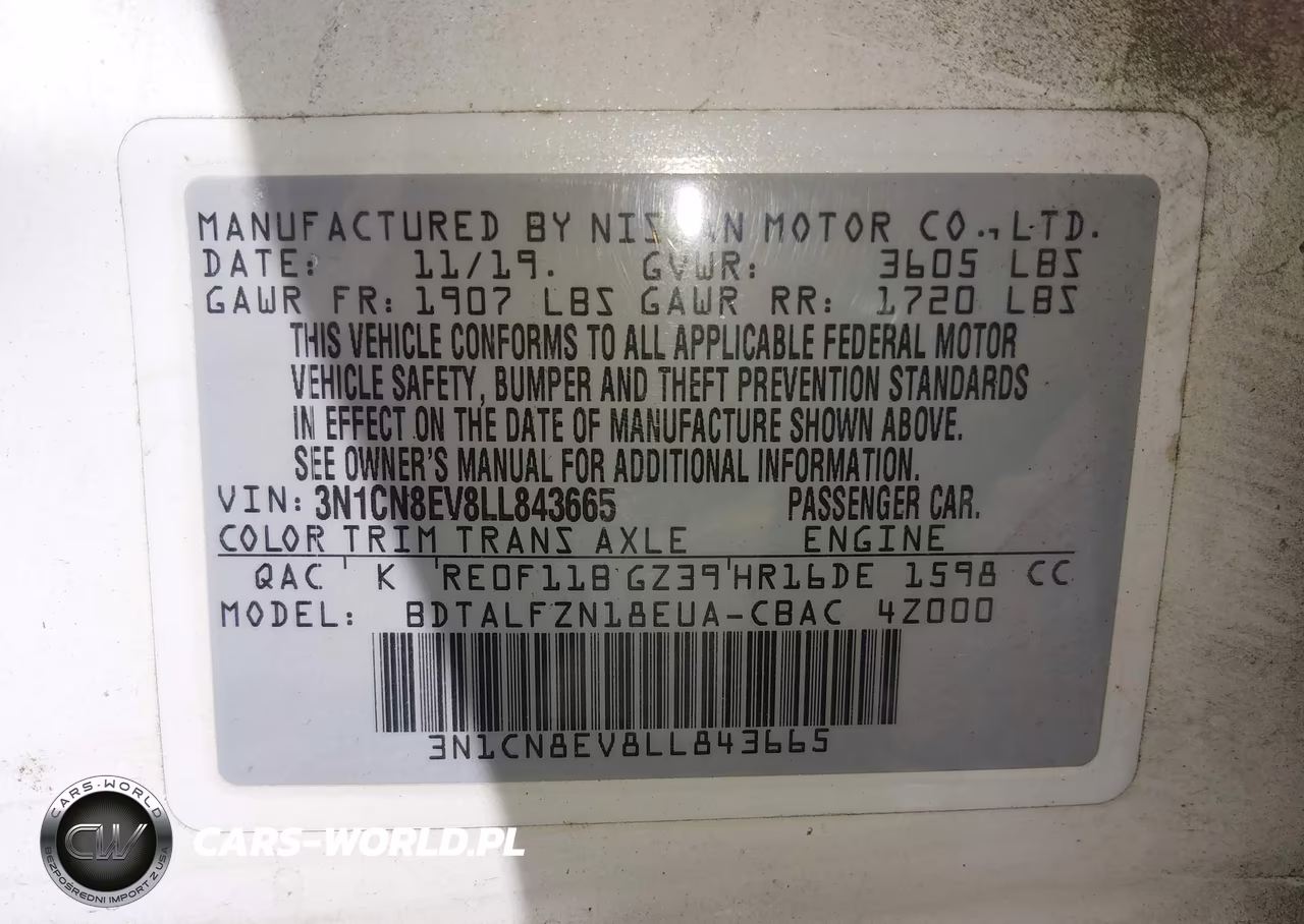 2020 Nissan Versa Sv Xtronic Cvt VIN:3N1CN8EV8LL843665 - 9