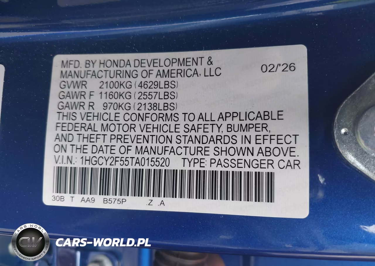 2026 Honda Accord Hybrid Sport VIN:1HGCY2F55TA015520 - 9