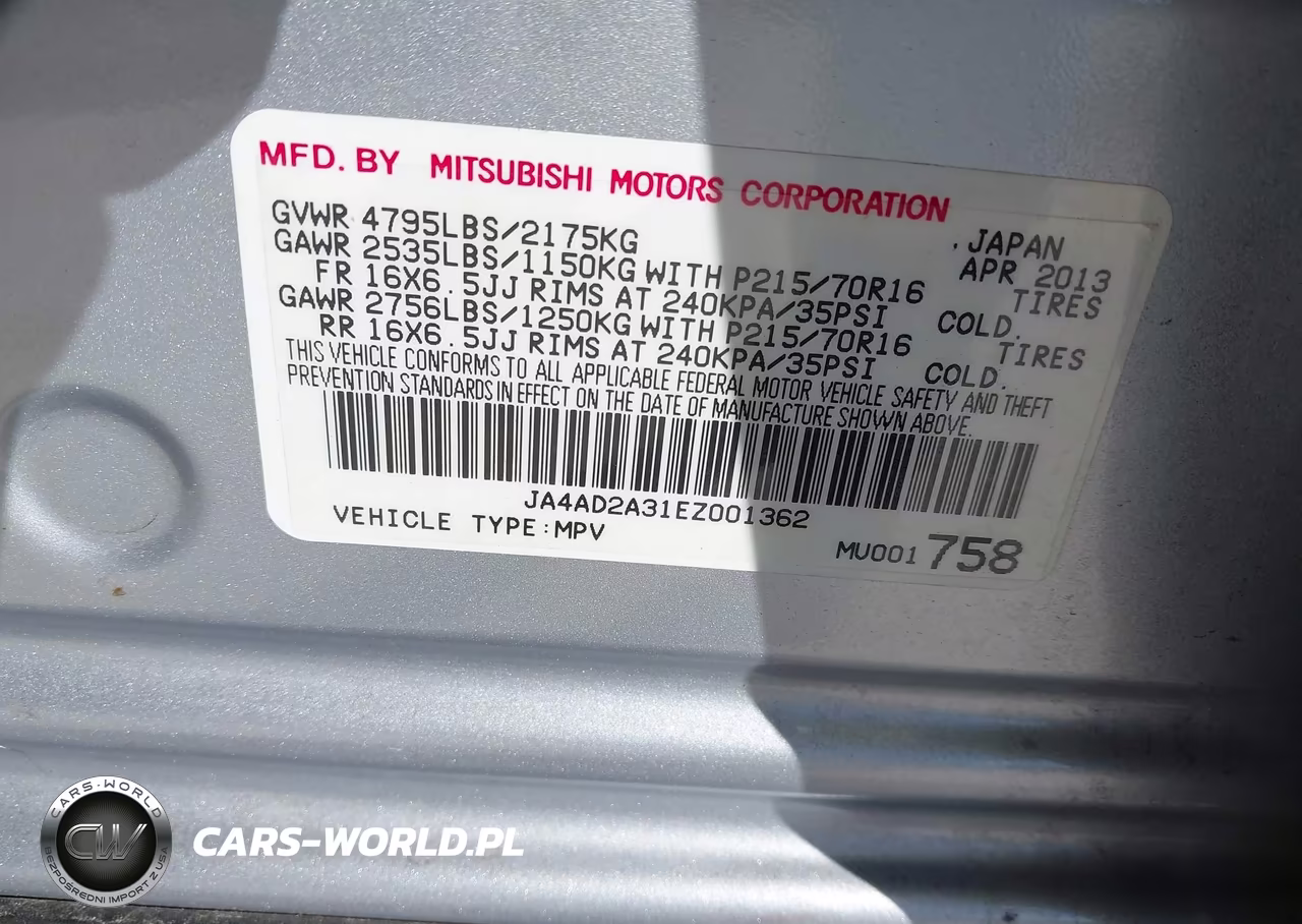 2014 Mitsubishi Outlander Es VIN:JA4AD2A31EZ001362 - 9