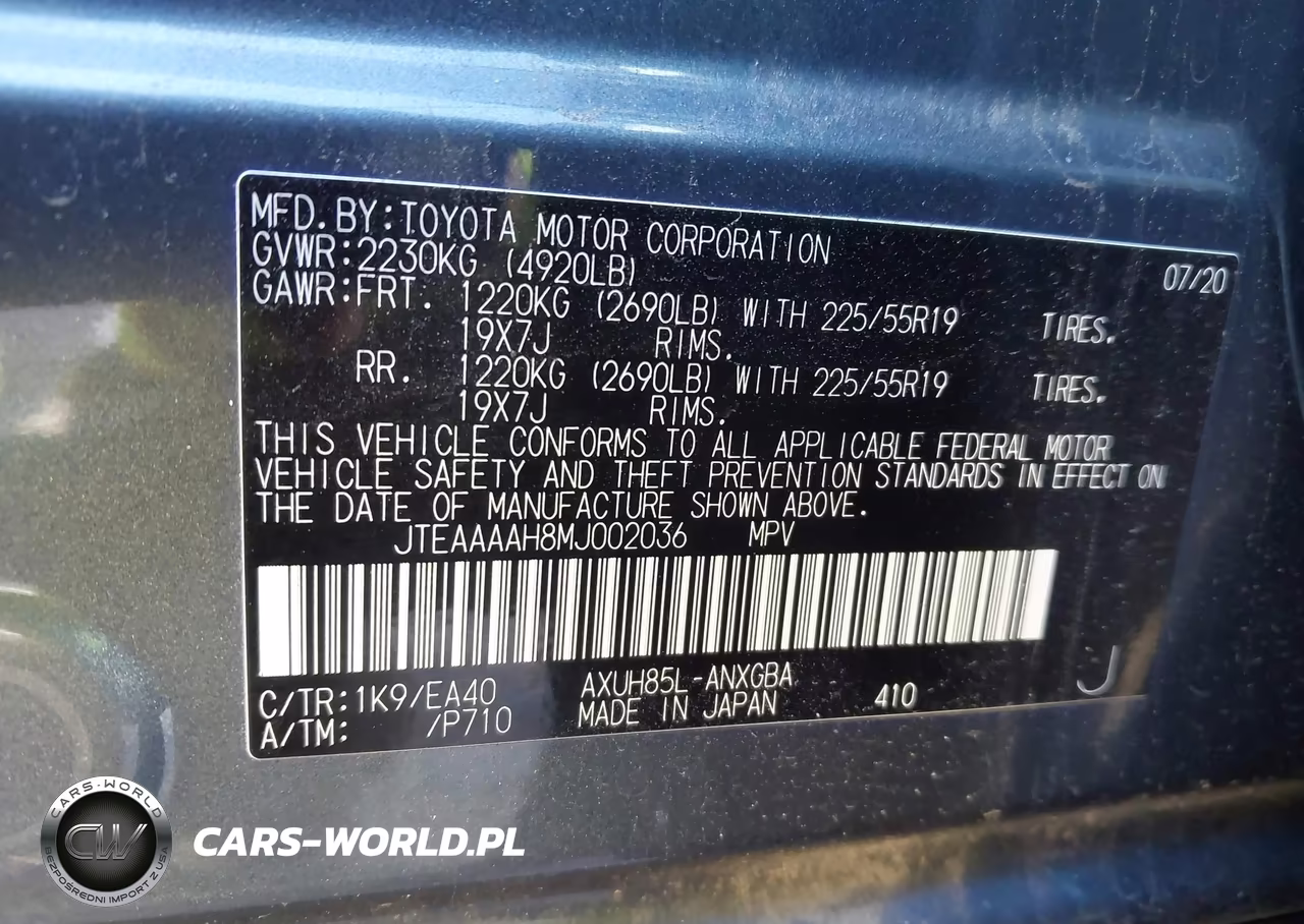 2021 Toyota Venza Xle VIN:JTEAAAAH8MJ002036 - 9