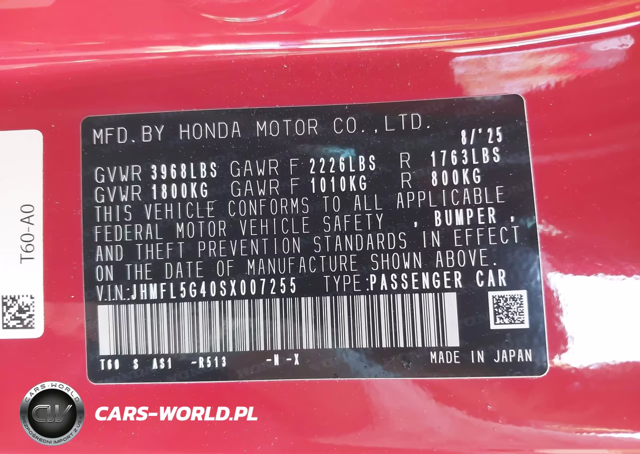 2025 Honda Civic Type R VIN:JHMFL5G40SX007255 - 9