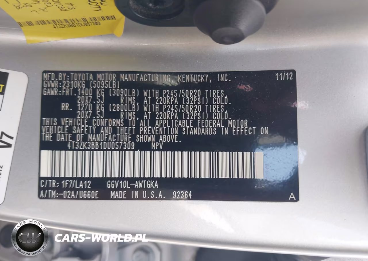 2013 Toyota Venza Xle V6 VIN:4T3ZK3BB1DU057309 - 9