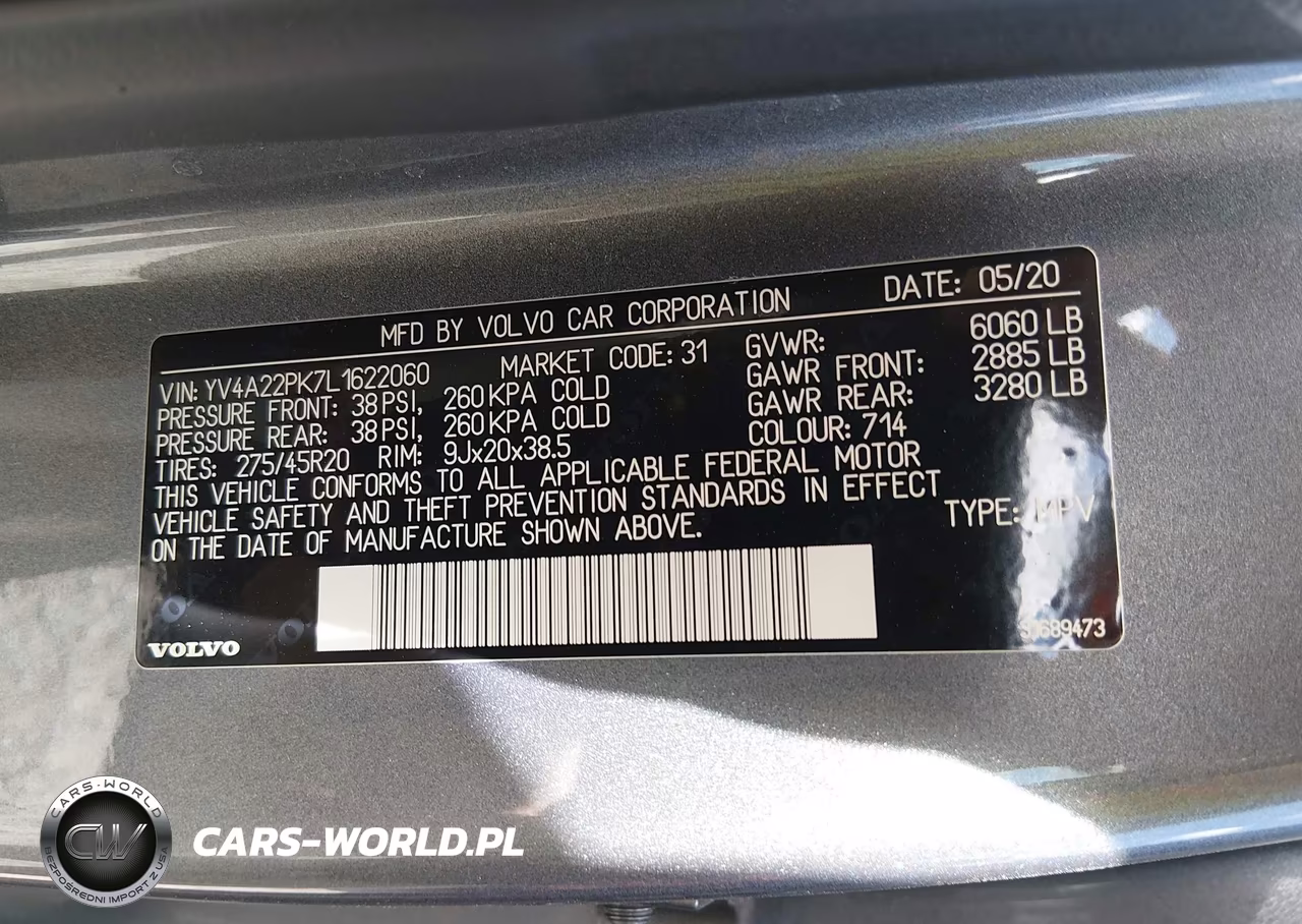 2020 Volvo Xc90 T6 Momentum 7 Passenger VIN:YV4A22PK7L1622060 - 9