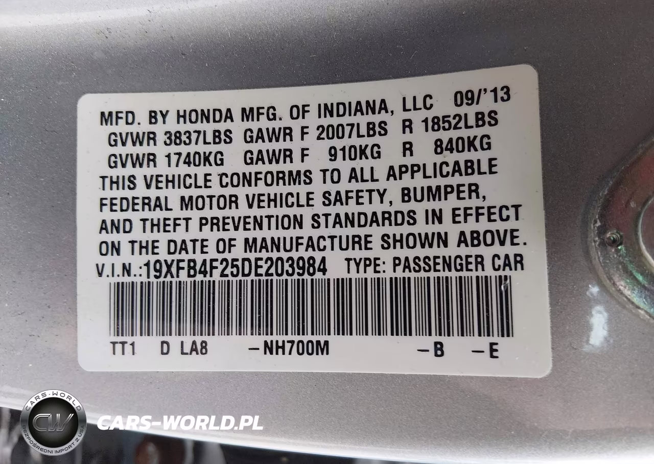 2013 Honda Civic Hybrid VIN:19XFB4F25DE203984 - 9