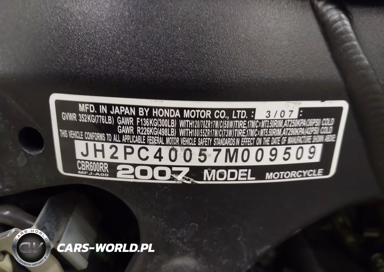 2007 Honda Cbr600 Rr VIN:JH2PC40057M009509 - 10