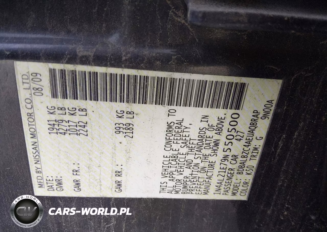 2009 Nissan Altima 2.5 S VIN:1N4AL21E79N550500 - 9