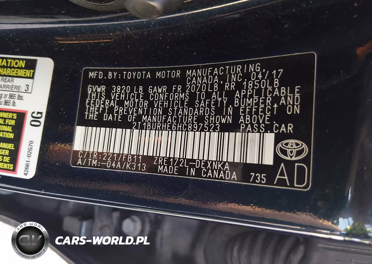 2017 Toyota Corolla Le VIN:2T1BURHE6HC897523 - 9