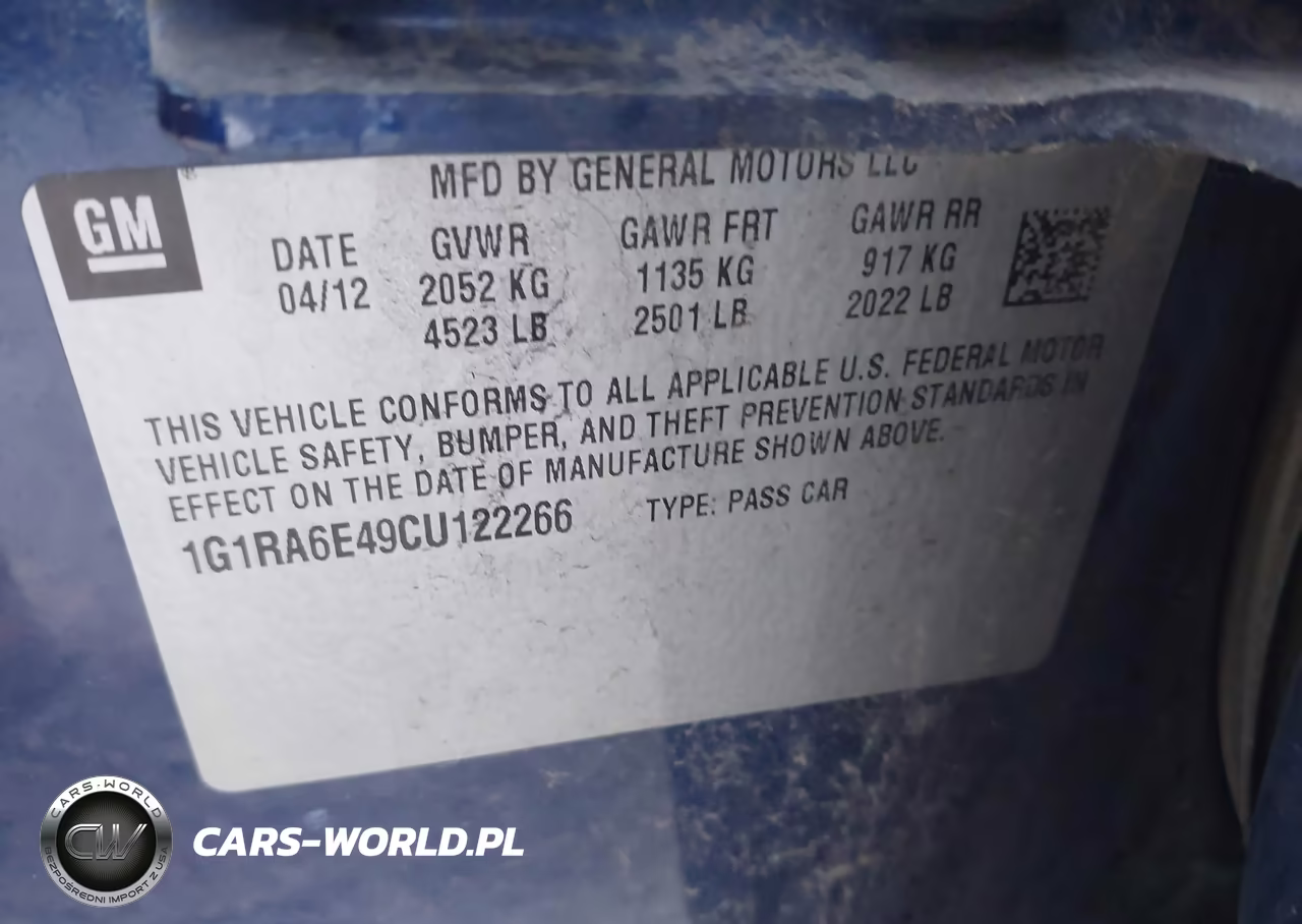 2012 Chevrolet Volt VIN:1G1RA6E49CU122266 - 9