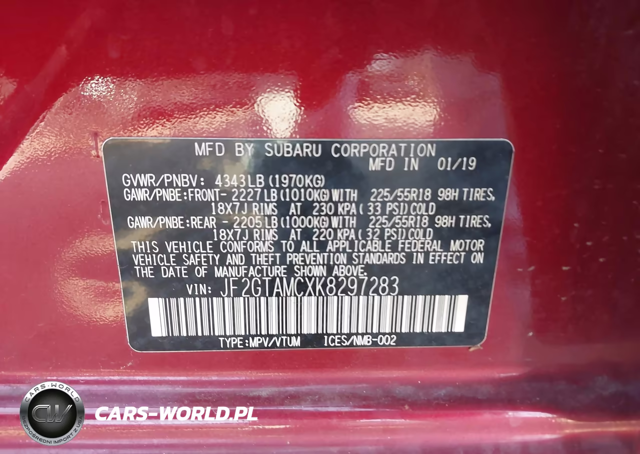 2019 Subaru Crosstrek 2.0I Limited VIN:JF2GTAMCXK8297283 - 9