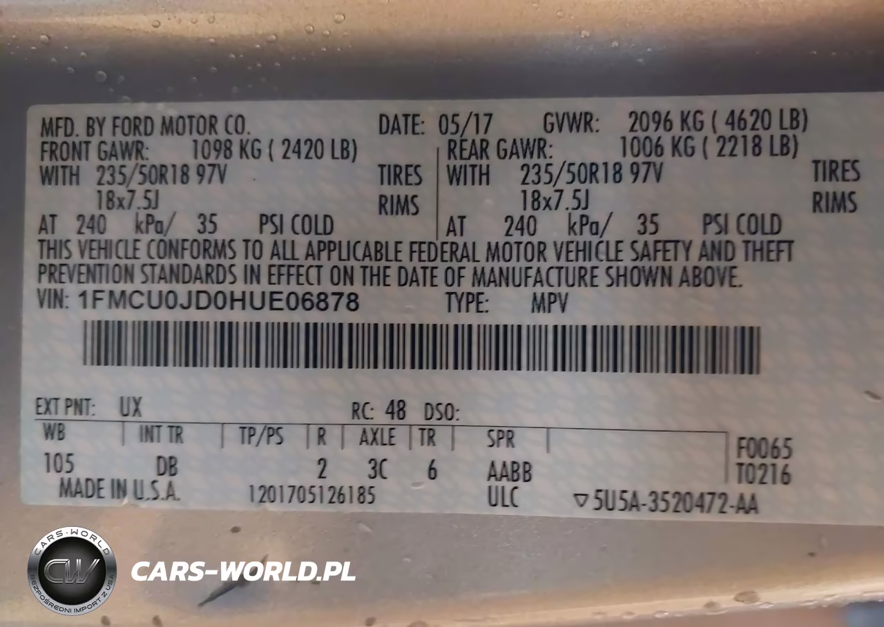 2017 Ford Escape Titanium VIN:1FMCU0JD0HUE06878 - 9