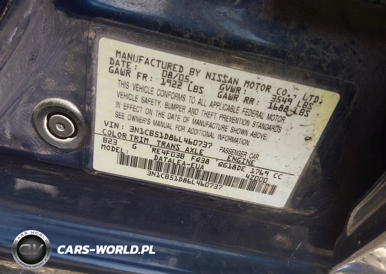 2006 Nissan Sentra 1.8S VIN:3N1CB51D86L460737 - 9