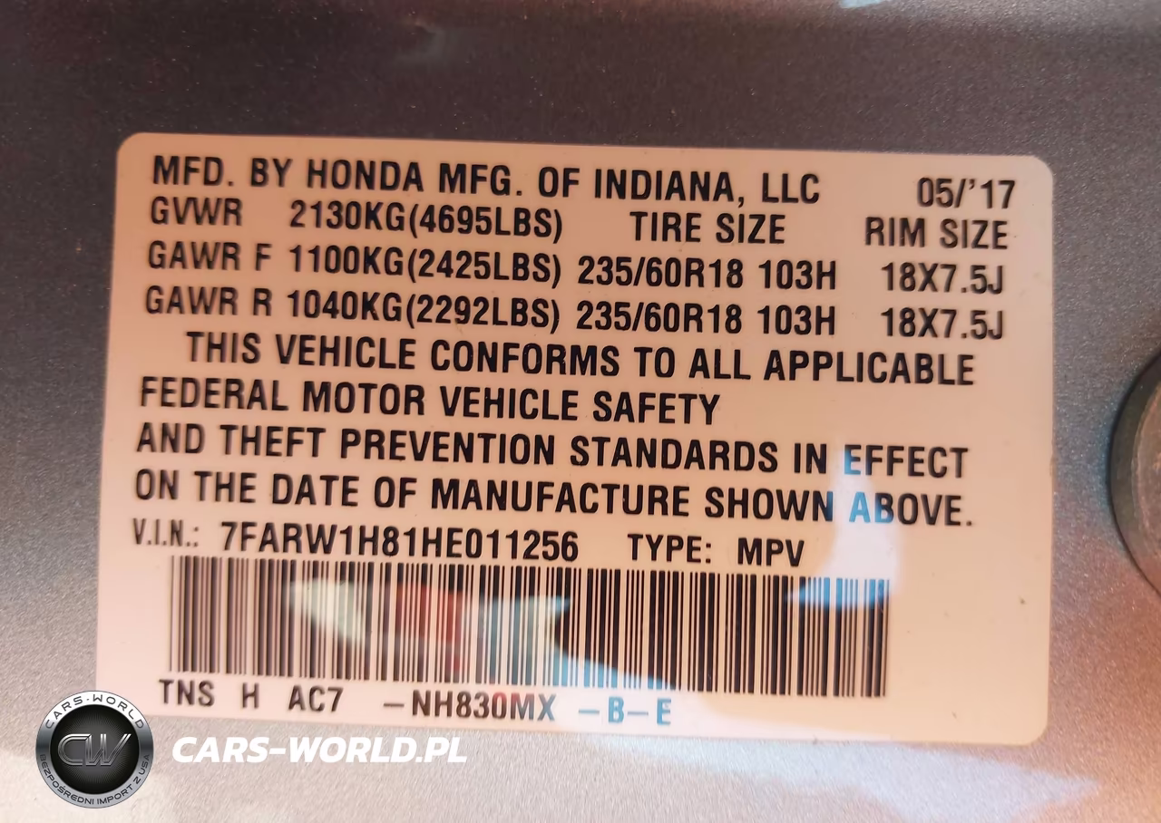 2017 Honda Cr-V Ex-L-Ex-L Navi VIN:7FARW1H81HE011256 - 9