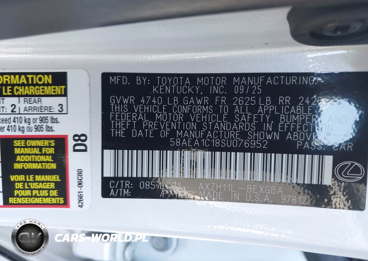 2025 Lexus Es 300H Luxury VIN:58AEA1C18SU076952 - 9