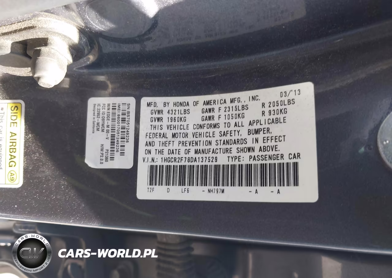 2013 Honda Accord Ex VIN:1HGCR2F78DA137529 - 9