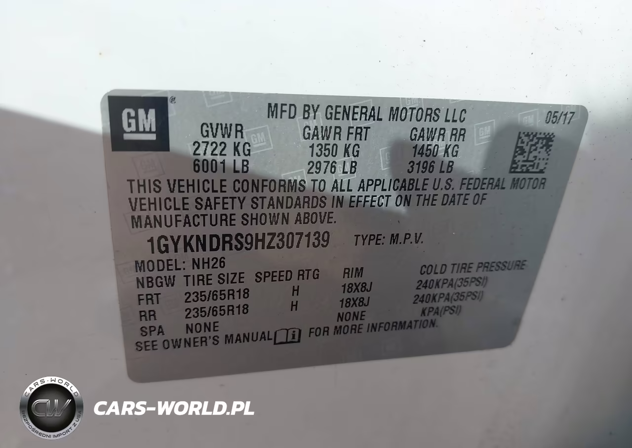 2017 Cadillac Xt5 Luxury VIN:1GYKNDRS9HZ307139 - 9