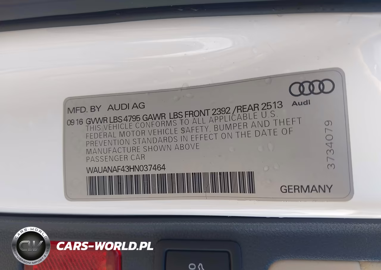 2017 Audi A4 2.0T Premium VIN:WAUANAF43HN037464 - 9