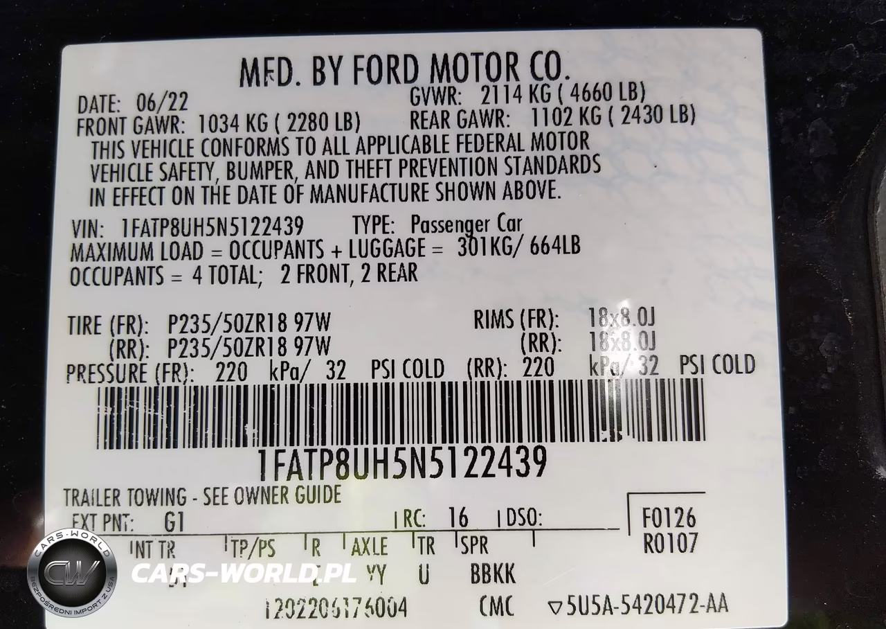 2022 Ford Mustang Ecoboost Premium VIN:1FATP8UH5N5122439 - 9