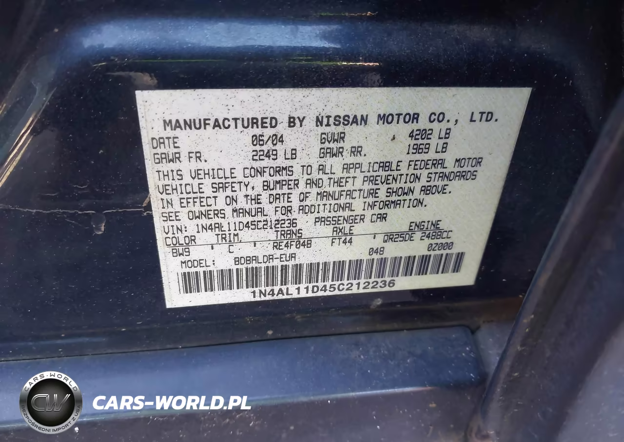 2005 Nissan Altima 2.5 S VIN:1N4AL11D45C212236 - 9
