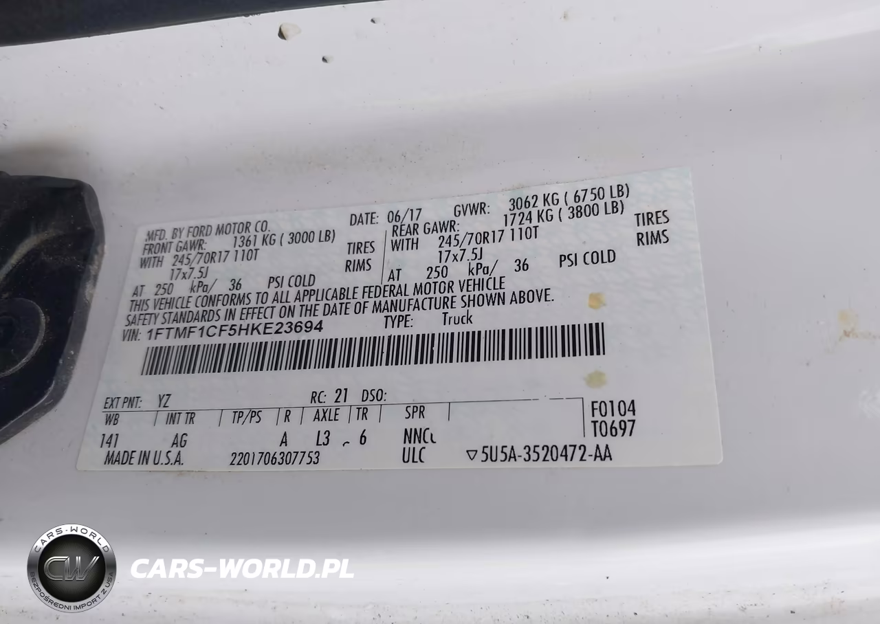 2017 Ford F-150 Xl VIN:1FTMF1CF5HKE23694 - 9