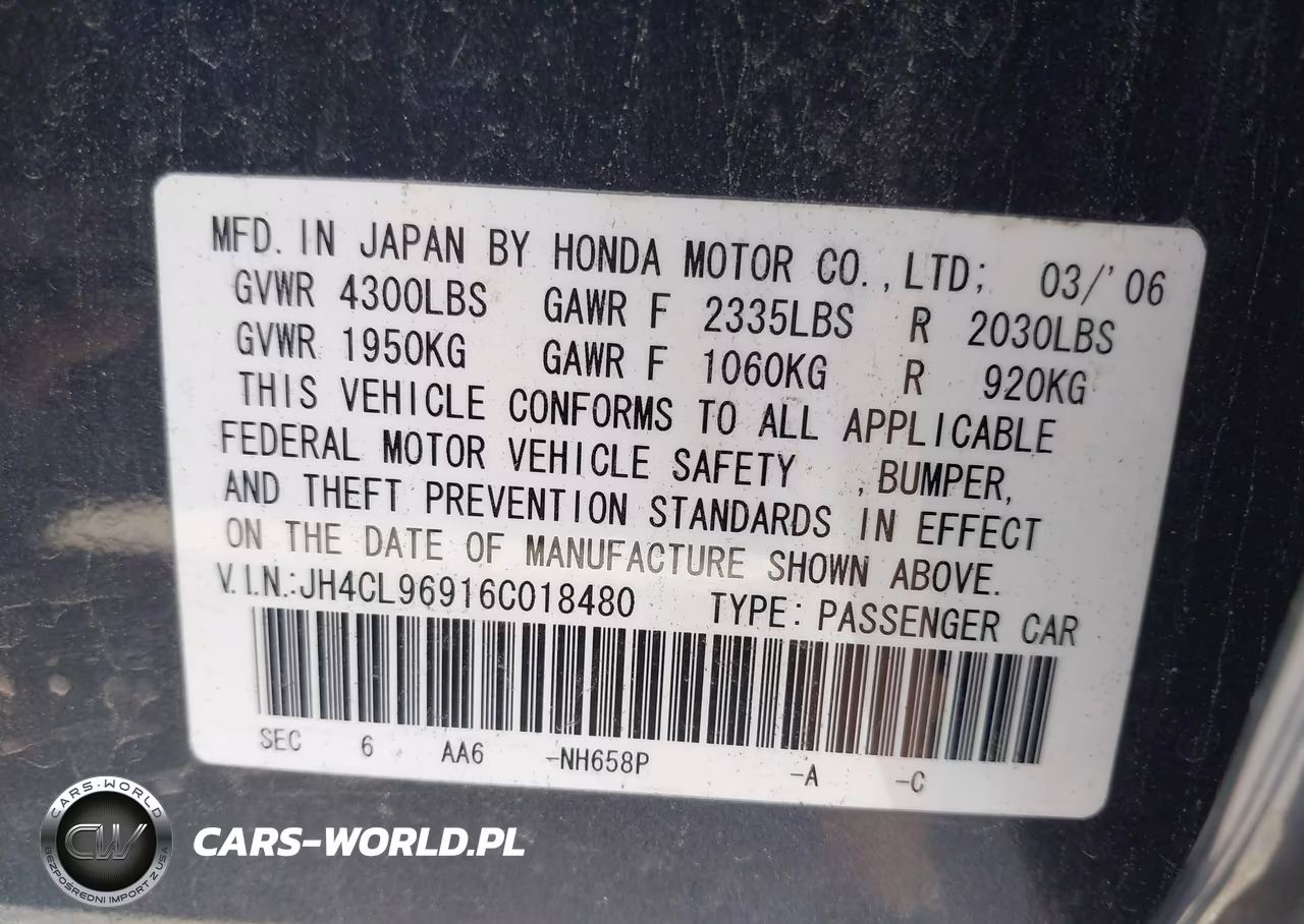 2006 Acura Tsx VIN:JH4CL96916C018480 - 9