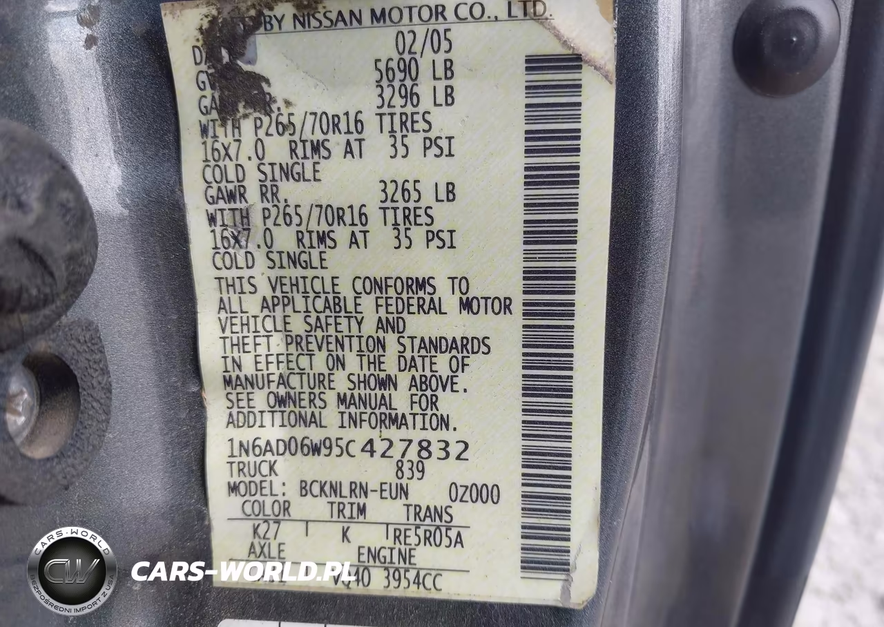 2005 Nissan Frontier Se VIN:1N6AD06W95C427832 - 9