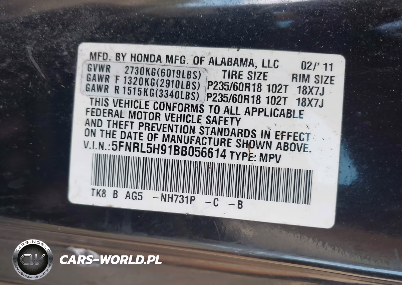 2011 Honda Odyssey Touring-Touring Elite VIN:5FNRL5H91BB056614 - 9