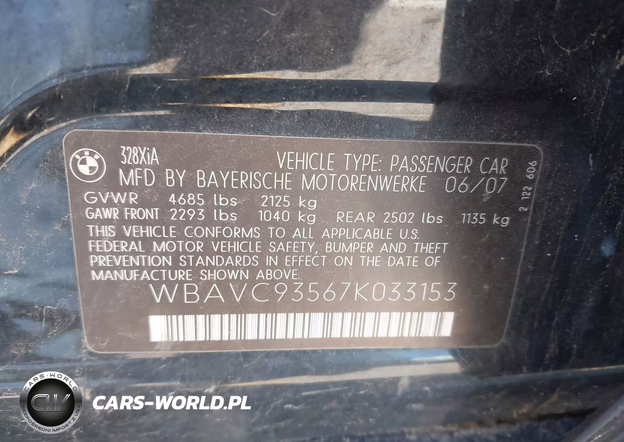 2007 BMW 328Xi VIN:WBAVC93567K033153 - 9