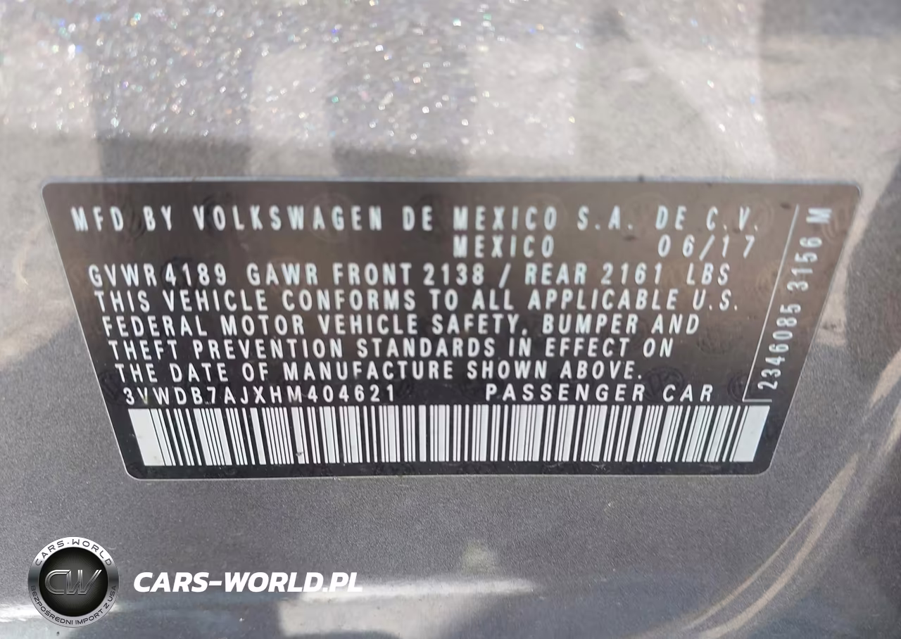 2017 Volkswagen Jetta 1.4T Se VIN:3VWDB7AJXHM404621 - 9