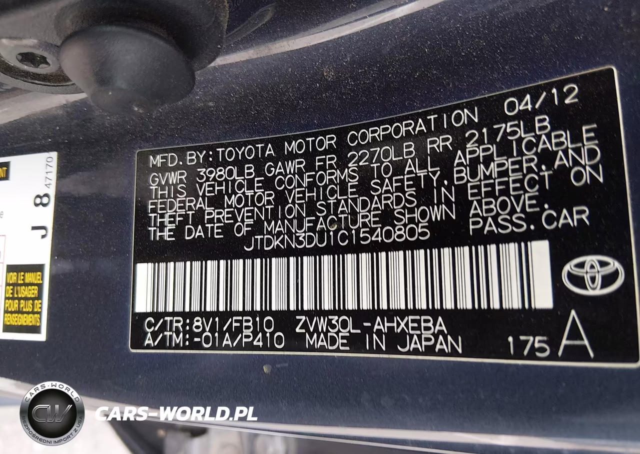 2012 Toyota Prius Two VIN:JTDKN3DU1C1540805 - 9