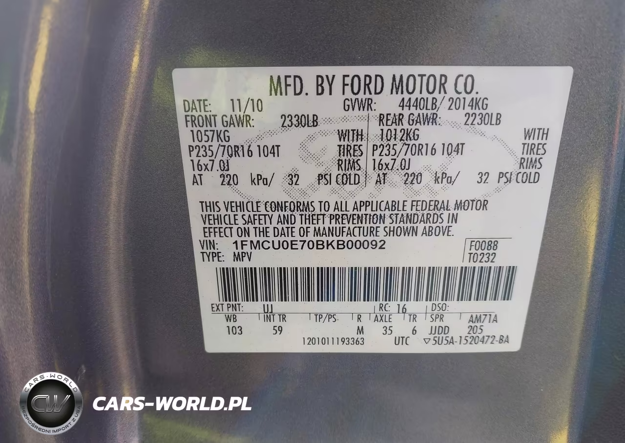 2011 Ford Escape Limited VIN:1FMCU0E70BKB00092 - 9