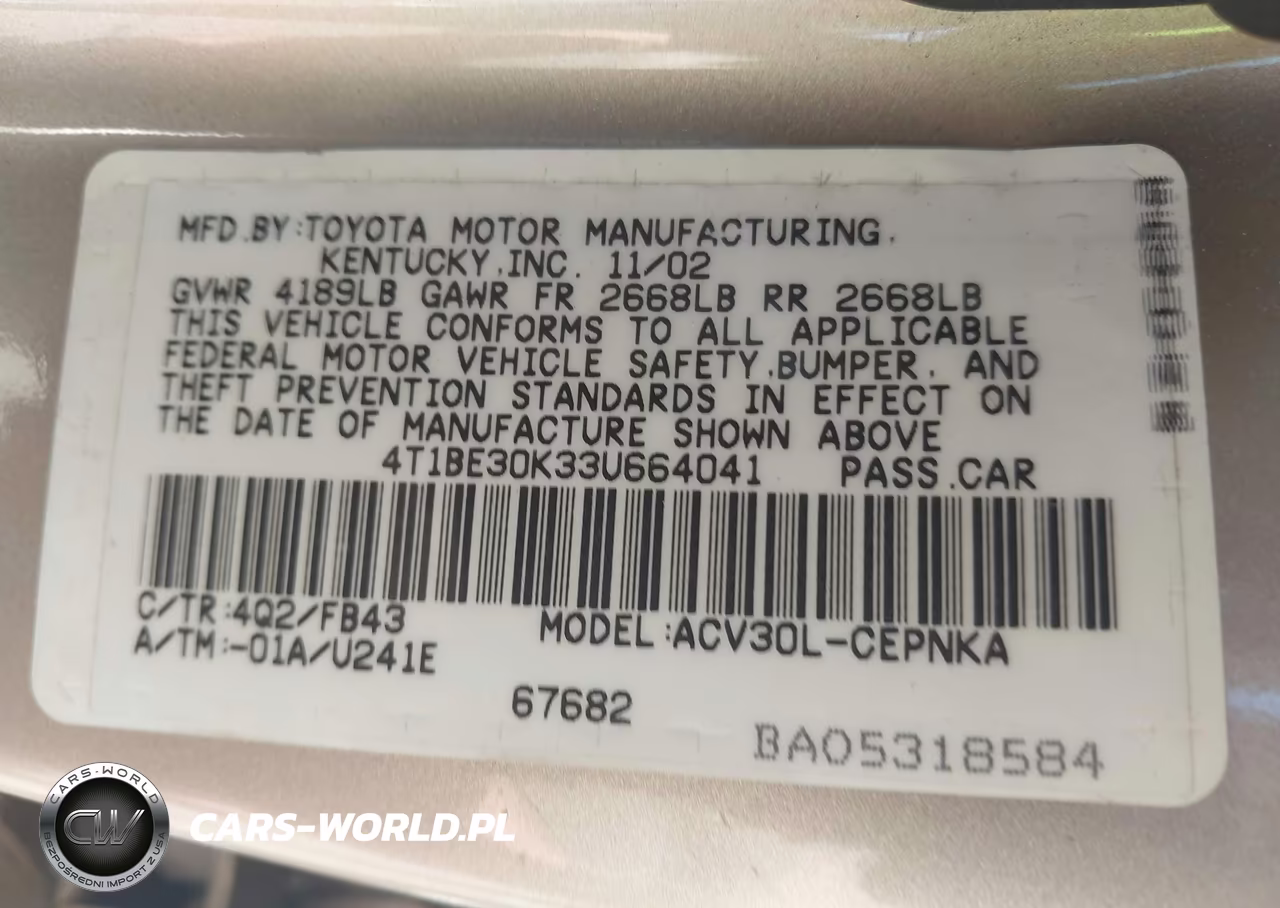 2003 Toyota Camry Le VIN:4T1BE30K33U664041 - 9