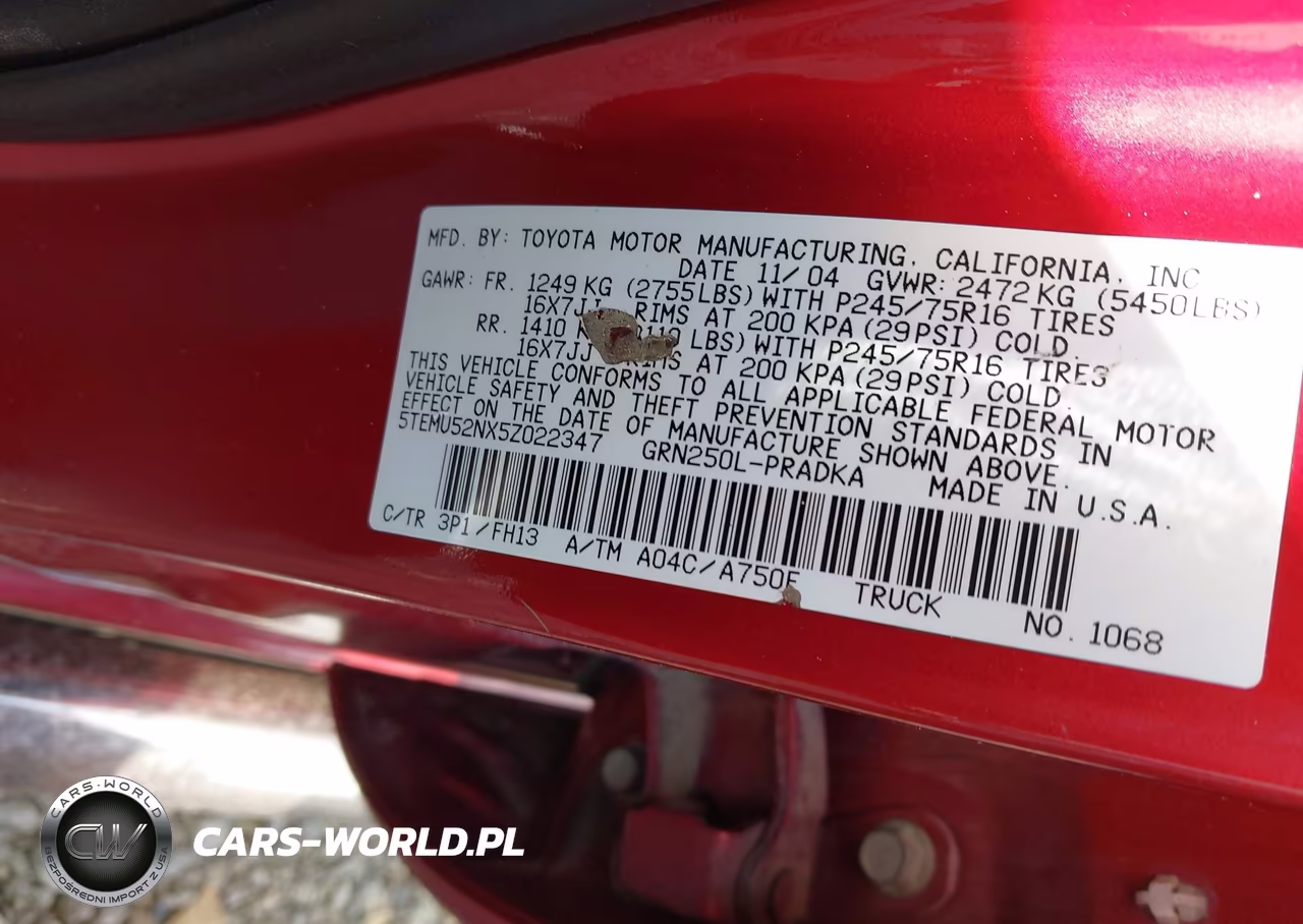 2005 Toyota Tacoma Base V6 VIN:5TEMU52NX5Z022347 - 9